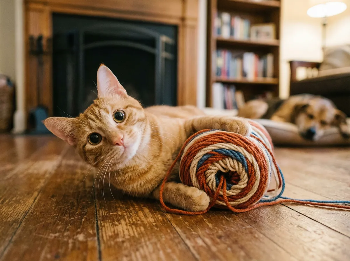 橘猫玩毛线球 - 动物频道 萌宠视频